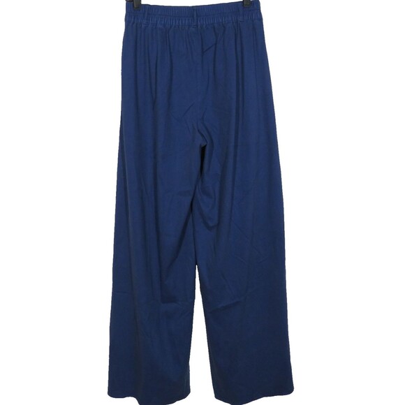 Halara Blue Twill Pleated High Waist Wide Leg Ankle Slit Pants Size Small TALL - Picture 11 of 11